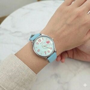 ​SKMEI Sky Blue Heart Dial Watch Silver Tone Stainless Steel New